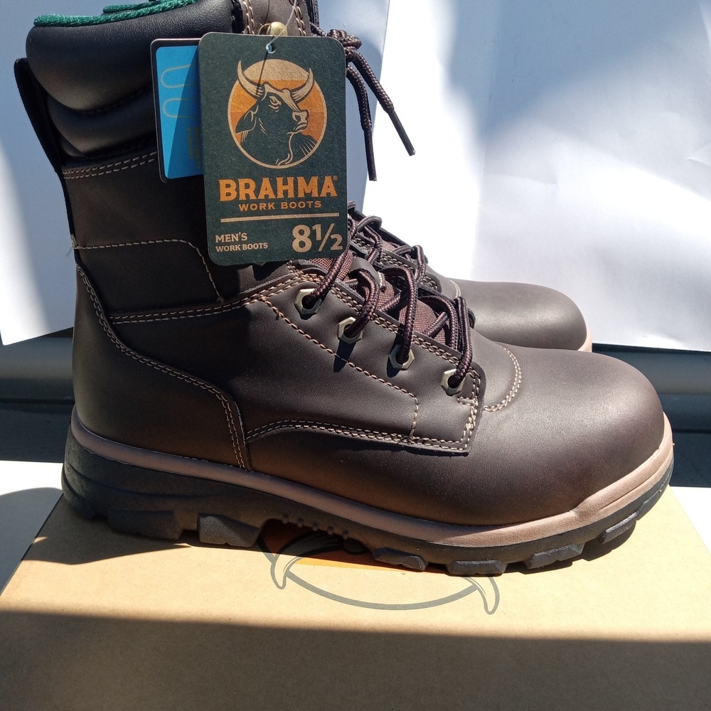 Brahma Koa Men's Steel Toe Work Boots Size 8.5 Brown Breathable Speed Lacing NWT